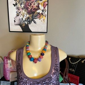 #13🎊💝Stunning, Vintage, Great Used Condition Lucas Agate Stone Necklace